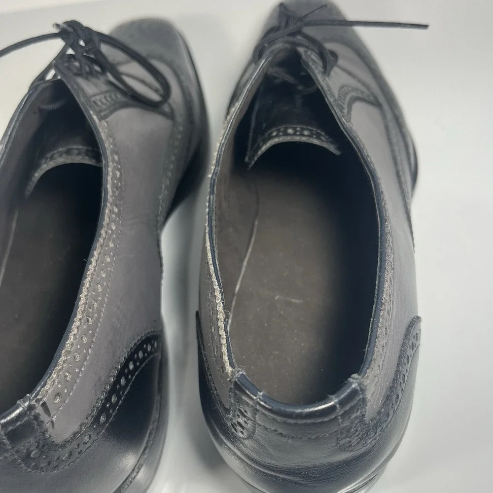 Hand Made‎ Black Gray Tan Leather Oxford Wingtip Size 14